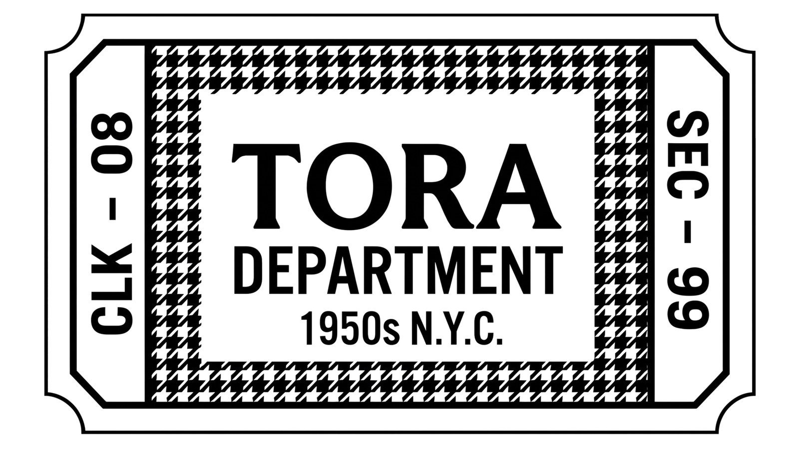 TORA DEPARTMENT のクロークチケットコード「CLK - 08」「SEC - 99」の一例